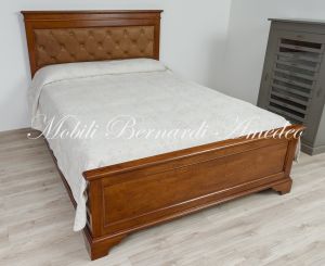 OC289 Letto Matrimoniale In Noce Queen Size Con Testiera Pelle 01